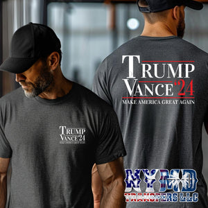 *Estimated RTS 7/25* Adult ~ Pocket Trump Vance 24 -Chest/Pocket 3.5” ~ White Ink Screen Print Transfer