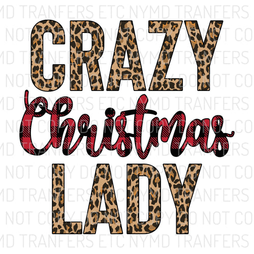 Crazy Christmas Lady Buffalo Plaid Leopard Ready To Press Sublimation Transfer