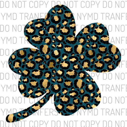 Dark Green and Gold Leopard Shamrock Ready To Press Sublimation Transfer