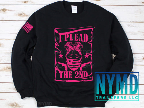 M-3 - RETIRING *RTS*  Adult ~I Plead The 2nd Messy Bun ~ Hot Pink Ink Screen Print Transfer