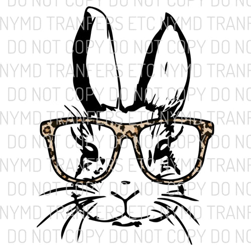 Easter Bunny With Leopard Glasses Ready To Press Sublimation Transfer