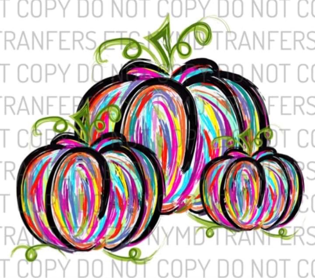 Colorful Pumpkins Ready To Press Sublimation Transfer