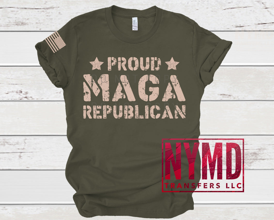 U-4 - *RTS* Adult ~ Proud M.A.G.A. Republican ~ Light Tan Ink Screen Print Transfer - NYMD EXCLUSIVE