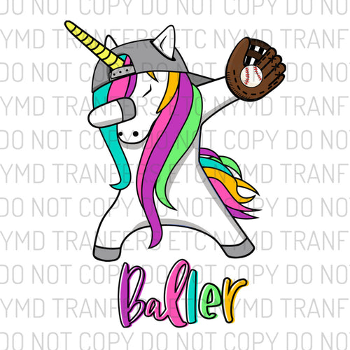 Baller Baseball Unicorn Ready To Press Sublimation Transfer