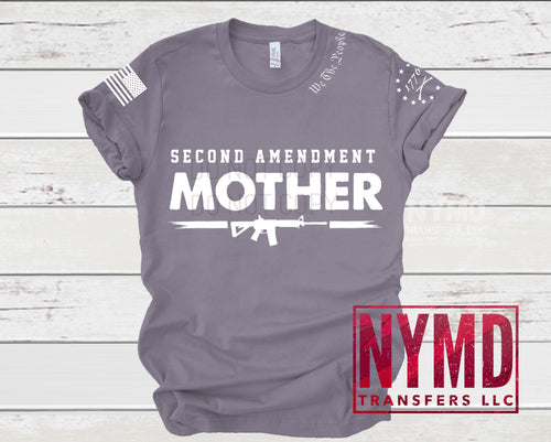 B-16 - *RTS* 6/10* Adult ~ Second Amendment Mother ~ White Ink Screen Print Transfer