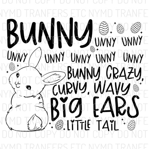 Bunny Unny Unny Black Ready To Press Sublimation Transfer