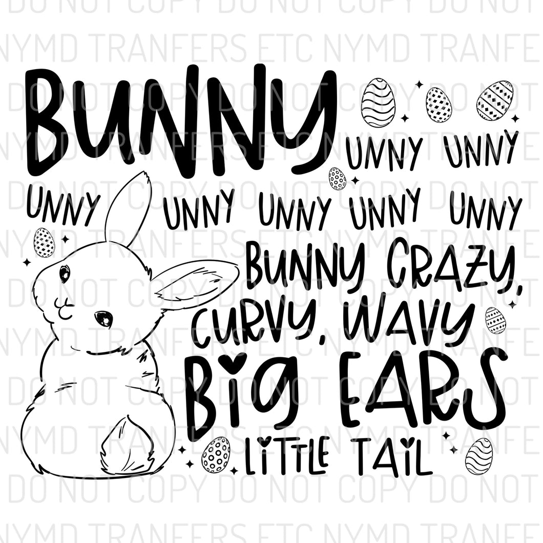 Bunny Unny Unny Black Ready To Press Sublimation Transfer