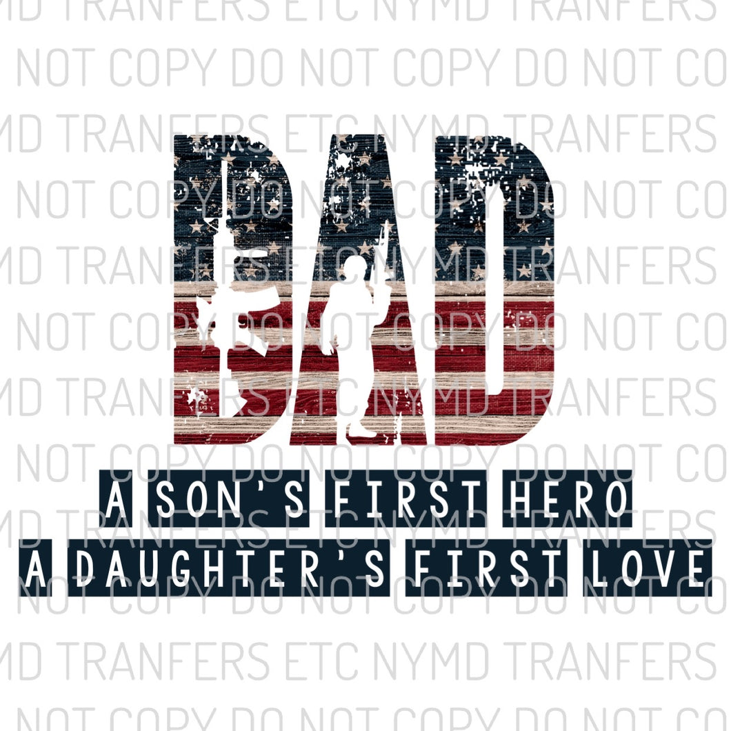 Dad Soldier Gun American Flag Ready To Press Sublimation Transfer