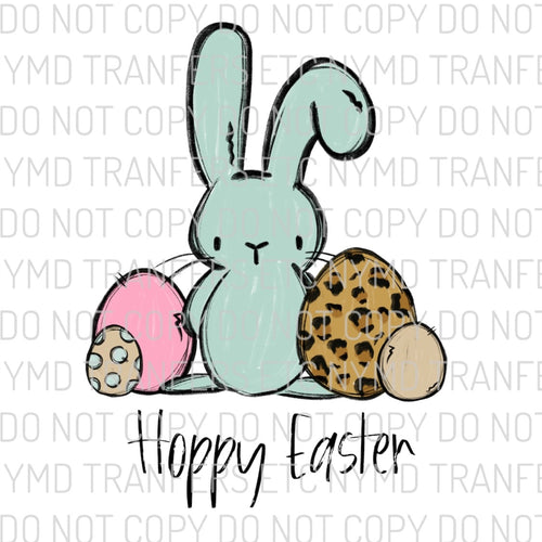 Easter Bunny Leopard Pink Eggs Ready To Press Sublimation Transfer