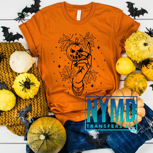 I-5 - *RTS* Adult ~ Pumpkin Hand ~ Black Ink Screen Print Transfer