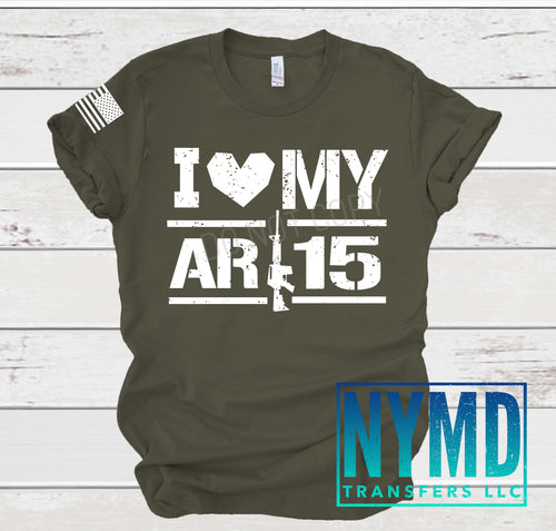 K-2 - RETIRING *RTS* Adult ~ I Love My AR ~ White Ink Screen Print Transfer